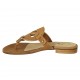 Chanclas de dedo para mujer en piel de color cuero tacon 1 - Tallas disponibles:  33, 42, 43, 44, 45