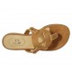 Mule entredoigt pour femmes en cuir brun clair talon 1 - Pointures disponibles:  33, 42, 43, 44, 45