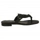 Sabot a infradito da donna in pelle di colore nero tacco 1 - Misure disponibili: 33, 34, 42, 43, 44, 45
