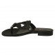 Sabot a infradito da donna in pelle di colore nero tacco 1 - Misure disponibili: 33, 34, 42, 43, 44, 45