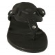 Chanclas de dedo para mujer en piel negra tacon 1 - Tallas disponibles:  34, 42, 43, 44, 45