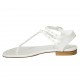 Woman's thong sandal with straps and pearls in white leather heel 1 - Available sizes:  33, 43, 44