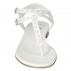 Woman's thong sandal with straps and pearls in white leather heel 1 - Available sizes:  33, 43, 44