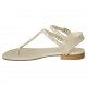 Sandalo infradito da donna con cinturini e perle in pelle beige tacco 1 - Misure disponibili: 33, 34, 42, 43, 44, 45