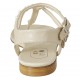 Sandalo infradito da donna con cinturini e perle in pelle beige tacco 1 - Misure disponibili: 33, 34, 42, 43, 44, 45