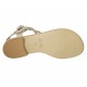 Sandalo infradito da donna con cinturini e perle in pelle beige tacco 1 - Misure disponibili: 33, 34, 42, 43, 44, 45