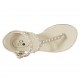 Sandalo infradito da donna con cinturini e perle in pelle beige tacco 1 - Misure disponibili: 33, 34, 42, 43, 44, 45