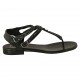 Sandalo infradito da donna con cinturini e perle in pelle nera tacco 1 - Misure disponibili: 34, 42, 43, 44