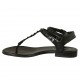 Sandalo infradito da donna con cinturini e perle in pelle nera tacco 1 - Misure disponibili: 34, 42, 43, 44