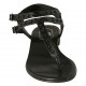 Sandalo infradito da donna con cinturini e perle in pelle nera tacco 1 - Misure disponibili: 34, 42, 43, 44