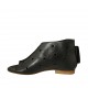 Chaussure ouverte pour femmes en cuir perforé noir avec fermeture éclair talon 1 - Pointures disponibles:  33, 42, 43, 44