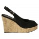 Sandale pour femmes en daim noir talon compensé 10 - Pointures disponibles:  33, 34, 42, 43, 45
