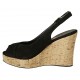 Sandale pour femmes en daim noir talon compensé 10 - Pointures disponibles:  33, 34, 42, 43, 45