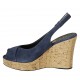 Damensandale aus blauem Wildleder Keilabsatz 10 - Verfügbare Größen:  31, 32, 33, 34, 42, 43, 44, 45