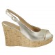 Sandale pour femmes en cuir lamé platine talon compensé 10 - Pointures disponibles:  33, 34, 42, 44, 45