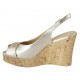 Sandale pour femmes en cuir lamé platine talon compensé 10 - Pointures disponibles:  33, 34, 42, 44, 45