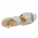 Sandalo da donna con elastici in pelle laminata argento zeppa 5 - Misure disponibili: 31, 34, 42, 43, 44, 45