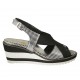 Sandale pour femmes en cuir imprimé noir et lamé argent avec elastique talon compensé 6 - Pointures disponibles:  31, 32, 34, 42, 43, 45