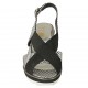 Sandale pour femmes en cuir imprimé noir et lamé argent avec elastique talon compensé 6 - Pointures disponibles:  31, 32, 34, 42, 43, 45
