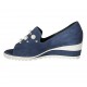 Zapato abierto para mujer con perlas y tachuelas en gamuza azul cuña 4 - Tallas disponibles:  32, 33, 34, 42, 43, 44, 45