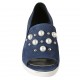 Chaussure ouverte pour femmes avec perles et goujons en daim bleu talon compensé 4 - Pointures disponibles:  32, 33, 34, 42, 43, 44, 45