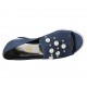 Zapato abierto para mujer con perlas y tachuelas en gamuza azul cuña 4 - Tallas disponibles:  32, 33, 34, 42, 43, 44, 45
