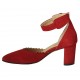 Scarpa aperta da donna con cinturino in camoscio rosso tacco 6 - Misure disponibili: 33, 34, 43, 45