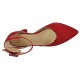 Zapato abierto para mujer con cinturon en gamuza roja tacon 6 - Tallas disponibles:  33, 34, 43, 45