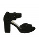 Scarpa aperta da donna con fibbia e plateau in camoscio nero tacco 7 - Misure disponibili: 31, 32, 33, 34, 42, 43, 44, 45