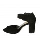 Scarpa aperta da donna con fibbia e plateau in camoscio nero tacco 7 - Misure disponibili: 31, 32, 33, 34, 42, 43, 44, 45