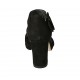 Scarpa aperta da donna con fibbia e plateau in camoscio nero tacco 7 - Misure disponibili: 31, 32, 33, 34, 42, 43, 44, 45