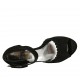 Scarpa aperta da donna con fibbia e plateau in camoscio nero tacco 7 - Misure disponibili: 31, 32, 33, 34, 42, 43, 44, 45