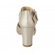 Scarpa aperta da donna con fibbia e plateau in pelle laminata champagne tacco 7 - Misure disponibili: 31, 33, 34, 43, 45