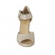 Chaussure ouverte pour femmes avec boucle et plateforme en cuir lamé champagne talon 7 - Pointures disponibles:  31, 33, 34, 43, 45