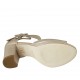 Scarpa aperta da donna con fibbia e plateau in pelle laminata champagne tacco 7 - Misure disponibili: 31, 33, 34, 42, 43, 44, 45