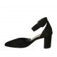 Scarpa aperta da donna con cinturino in camoscio nero tacco 6 - Misure disponibili: 32, 33, 34, 42, 43, 44, 45
