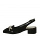Slingback für Damen mit Fransen und Kette aus schwarzem Wildleder Absatz 3 - Verfügbare Größen:  32, 33, 34, 43, 45