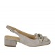 Slingback für Damen mit Fransen und Kette aus grauem Wildleder Absatz 3 - Verfügbare Größen:  33, 34, 42, 43, 45