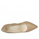 Zapato de salon puntiagudo para mujer en piel beis y gamuza bordada tacon 8 - Tallas disponibles:  33, 34, 44