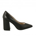 Zapato de salon a punta para mujer en piel negra tacon 8