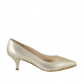 Decolté a punta da donna in pelle laminata platino tacco 5 - Misure disponibili: 32, 33, 34, 43, 45