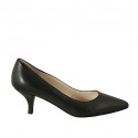 Zapato de salón puntiagudo para mujer en piel negra tacon 5