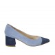 Zapato de salon para mujer en gamuza azul y azul claro tacon 5 - Tallas disponibles:  33, 34, 42, 43, 45