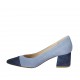 Zapato de salon para mujer en gamuza azul y azul claro tacon 5 - Tallas disponibles:  33, 34, 42, 43, 45
