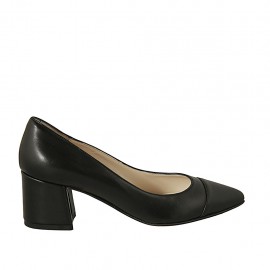 Decolté a punta da donna in pelle nera tacco 5 - Misure disponibili: 43