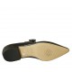 Woman's pointy ballerina with strap in black leather heel 1 - Available sizes:  42, 43
