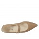 Bailarina a punta con cinturon para mujer en piel beis tacon 1 - Tallas disponibles:  42, 43, 44