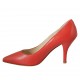 Zapato de salon puntiagudo en piel roja para mujer tacon 8 - Tallas disponibles:  42, 43