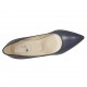 Zapato de salon puntiagudo en piel azul para mujer tacon 8 - Tallas disponibles:  32, 33, 43, 44