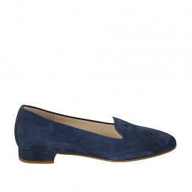 Mocassino da donna in camoscio blu tacco 2 - Misure disponibili: 42, 44
